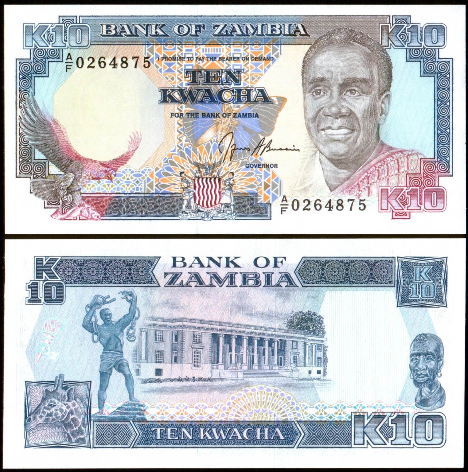 Zambia 1989 - 10 kwacha UNC
